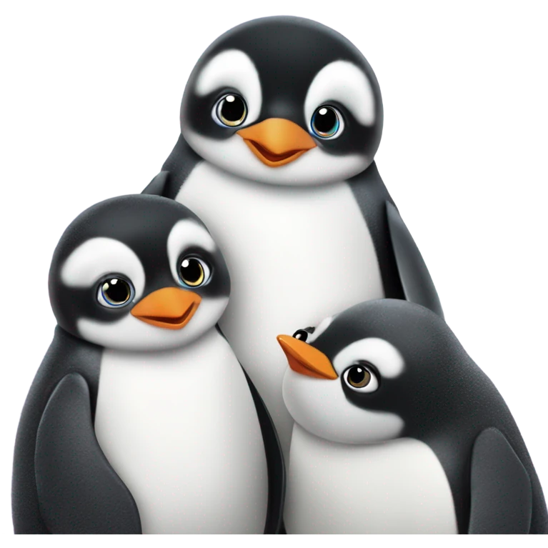 Cute mommy penguin with her three cute baby penguins  emoji