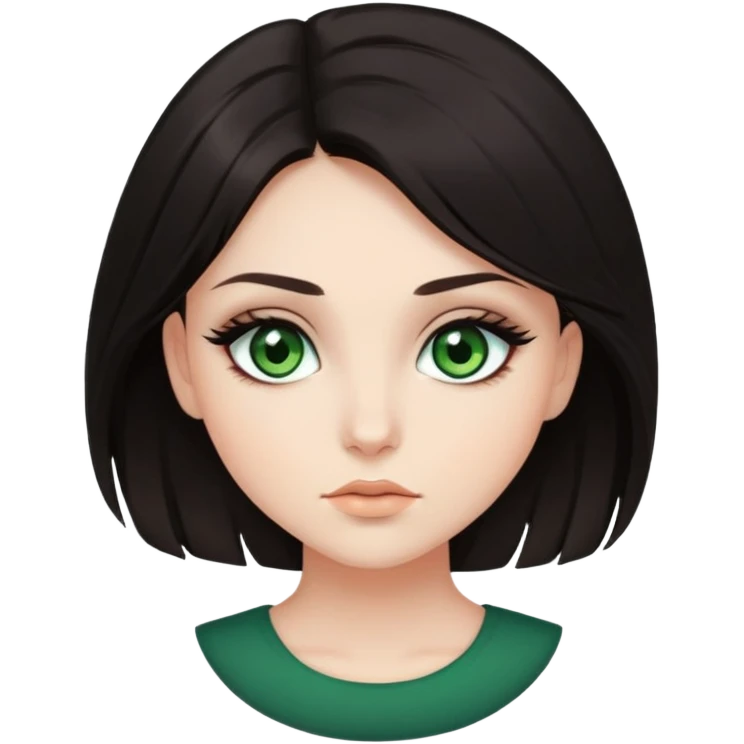 Dark hair girl with green eyes and really long dramatic eyelashes emoji