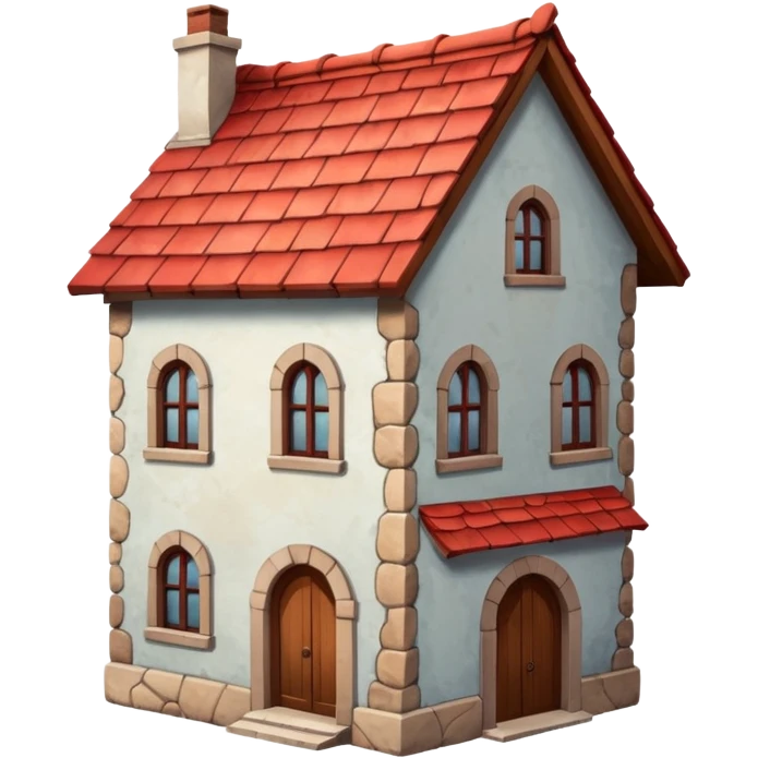old, tall crooked building with red roof.




 emoji