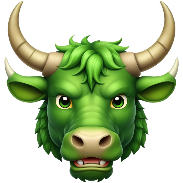 Green bull face in frontal emoji