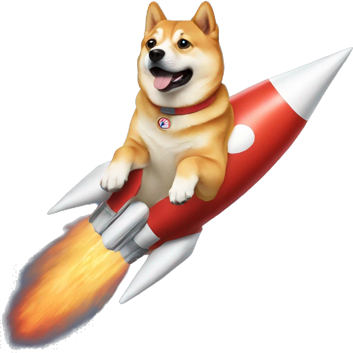 Doge riding a rocket emoji
