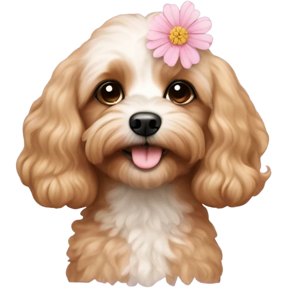  Cavapoo with light pink flower  emoji