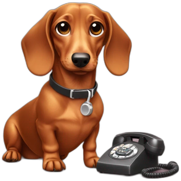 dachshund sitting on the phone emoji