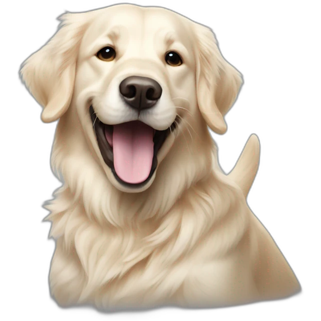 English cream retriever being super happy emoji