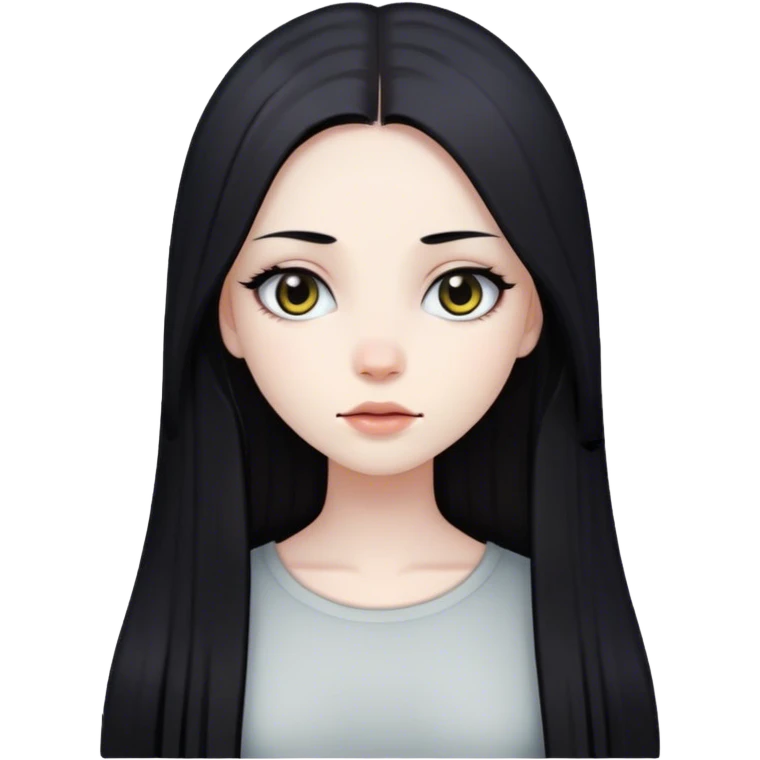 Girl with long straight black hair pale skin dark eyes   emoji