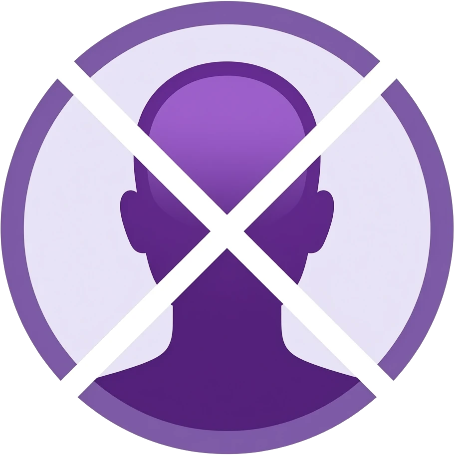 Purple one humans silhouette no features just head and shoulders with circle and stripe through emoji