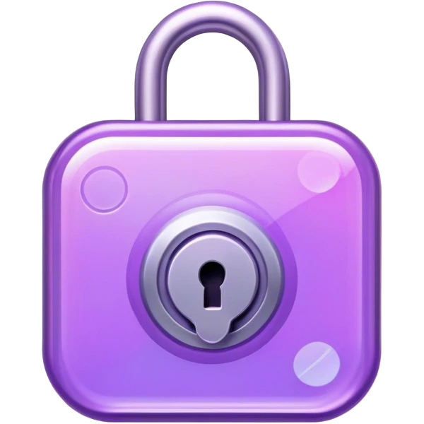 Holographic and glassmorphic purple lock emoji