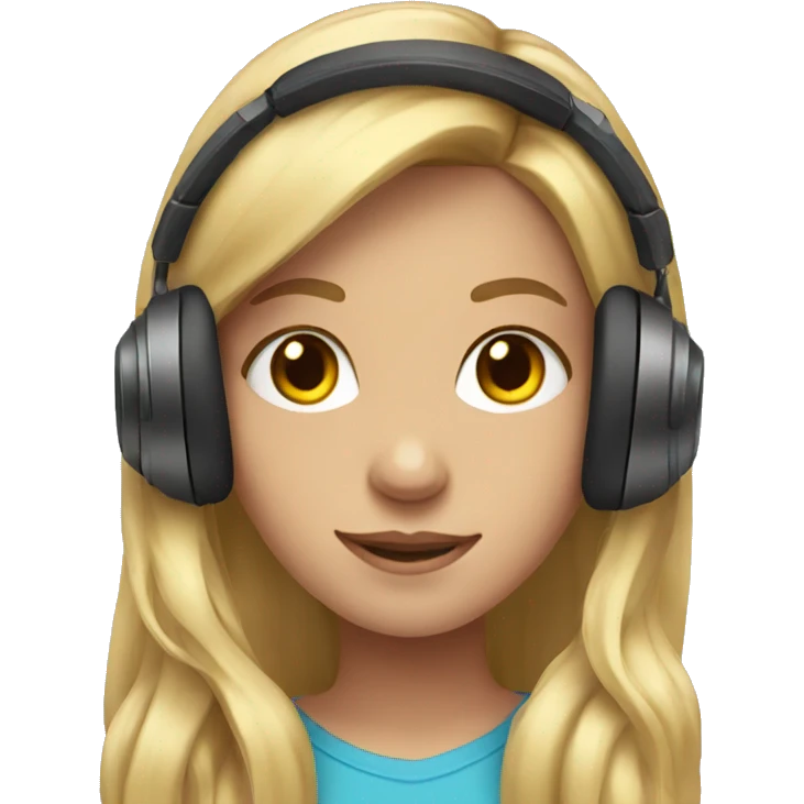 Girl with long blonde hair wearing gaming headphones emoji