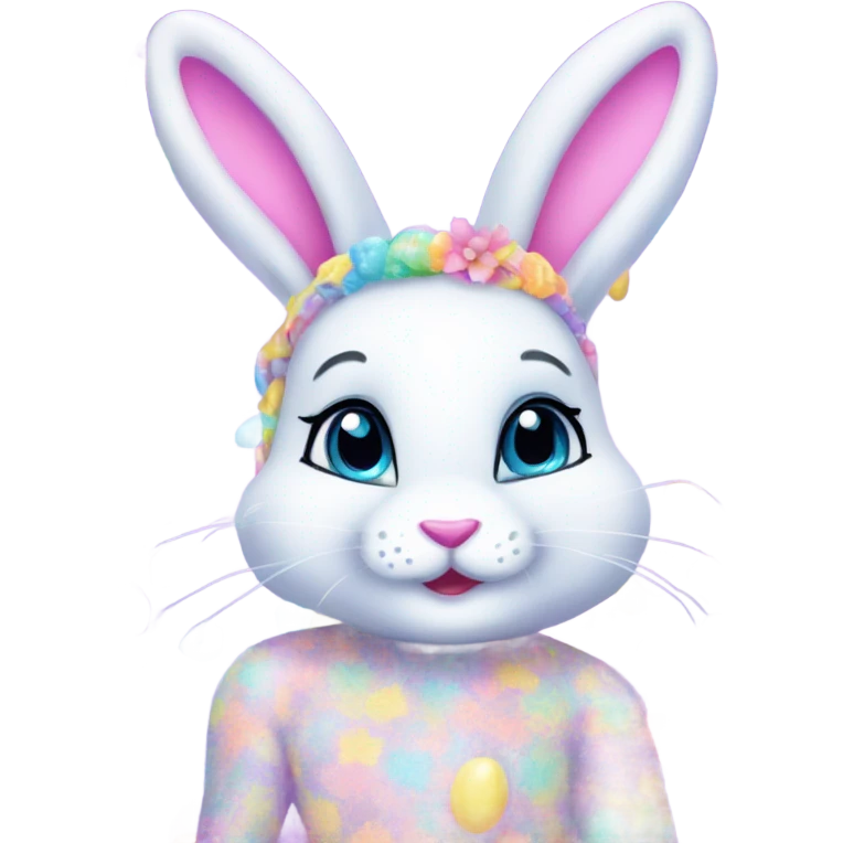 Lisa frank pastel sparkle easter bunny emoji
