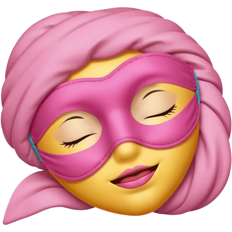 sleeping emoji with pink mask emoji