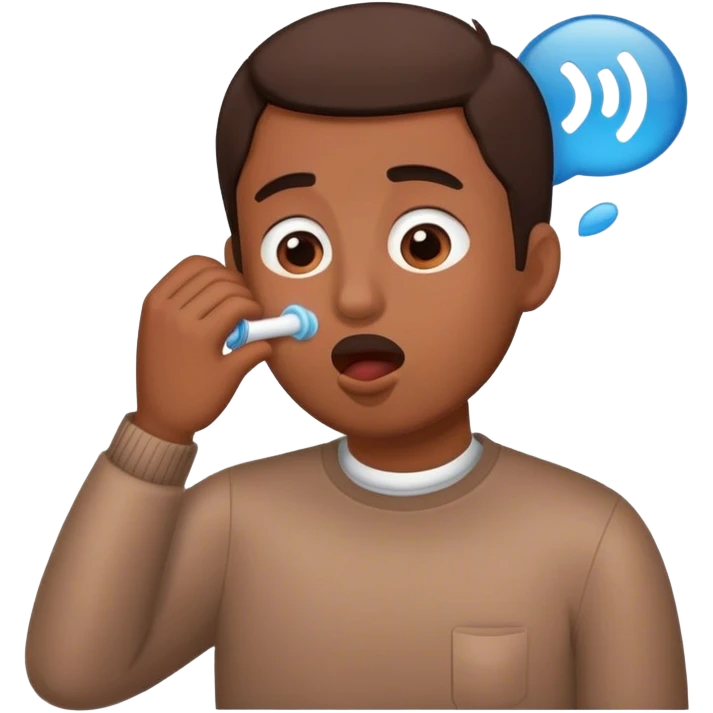 Brown man sucking on air emoji