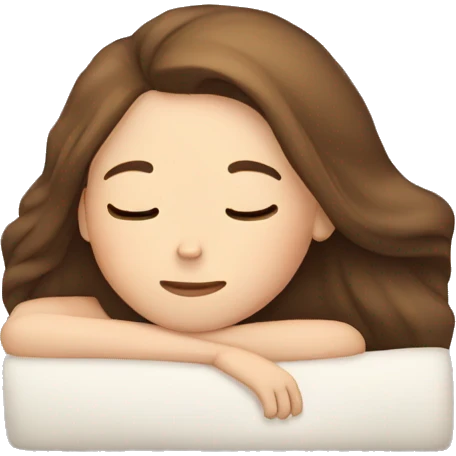 Girl with fair skin and brown long hair sleeping emoji