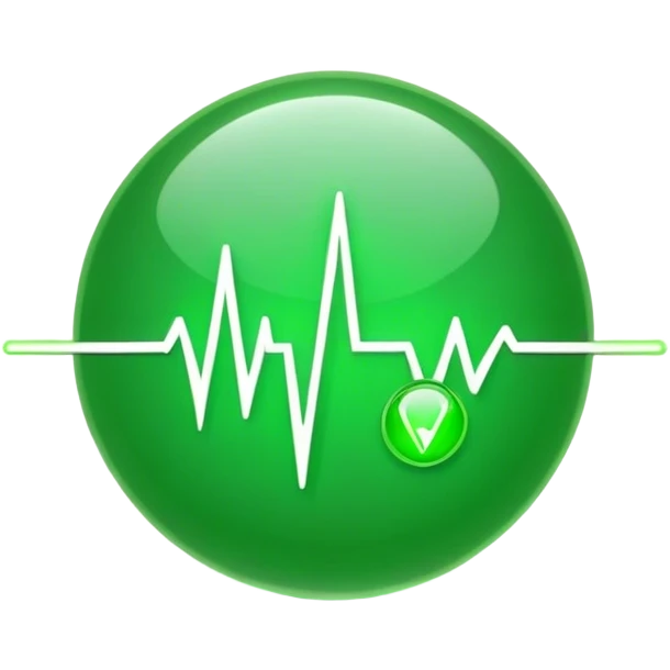 glowing green dot with ECG heartbeat line emoji
