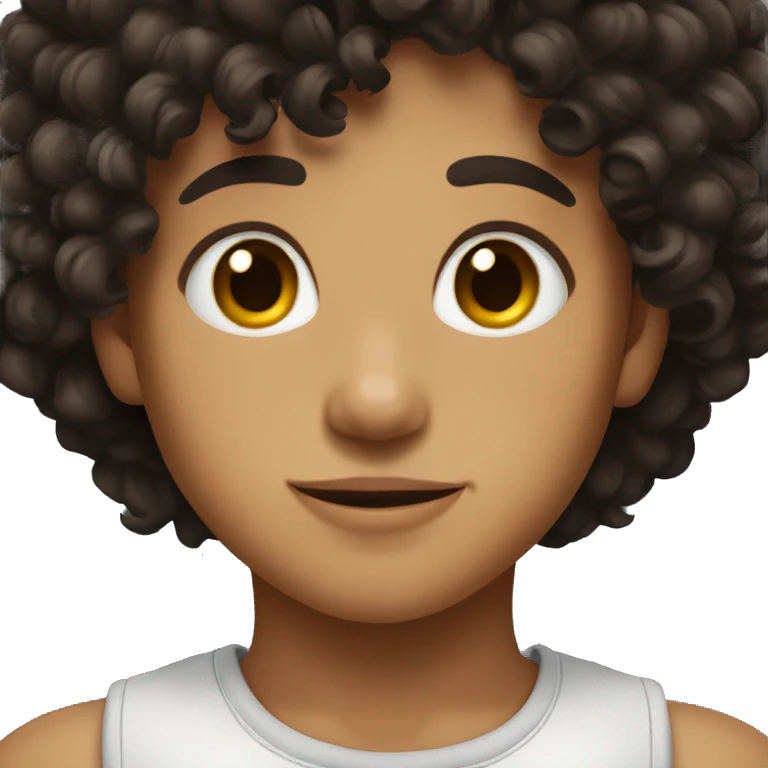 Make a kid with black curly hair and brown eyes emoji
