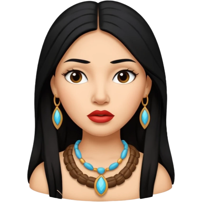 Black hair Pocahontas light skin big lips emoji