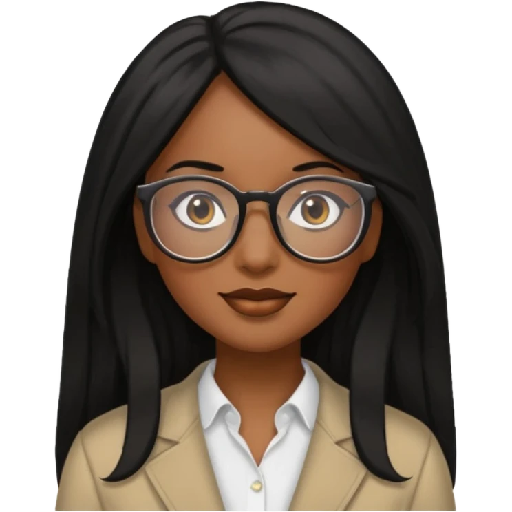Black women teacher with black long hair emoji
