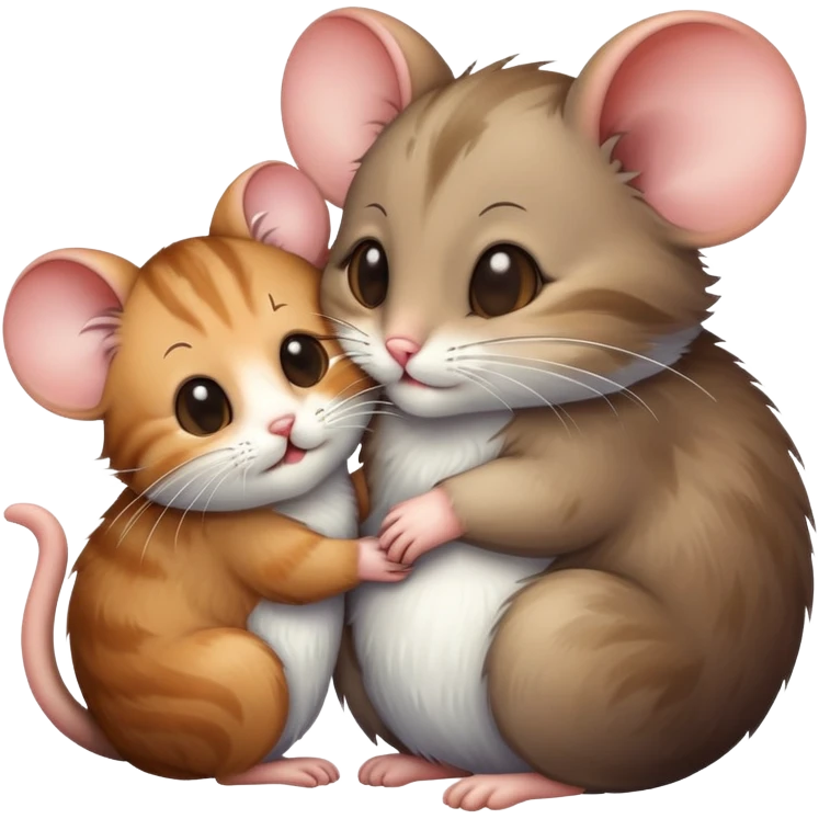 Mouse nuzzling cat emoji
