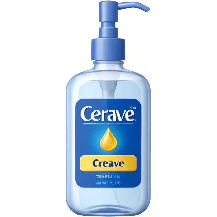White CeraVe bottle with blue label and yellow “AM” badge, topped with a pump. Surrounded by radiant sun sparkles, soft UV-deflecting light rings, and a blue protective glow. Feels like a daytime skin shield potion in a sleek, glossy bottle. emoji