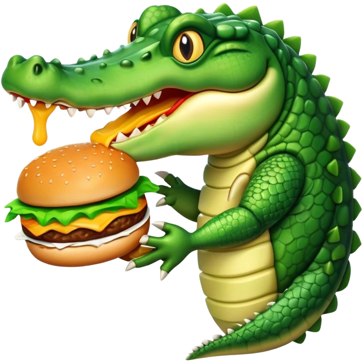 Crocodile eating a burger emoji