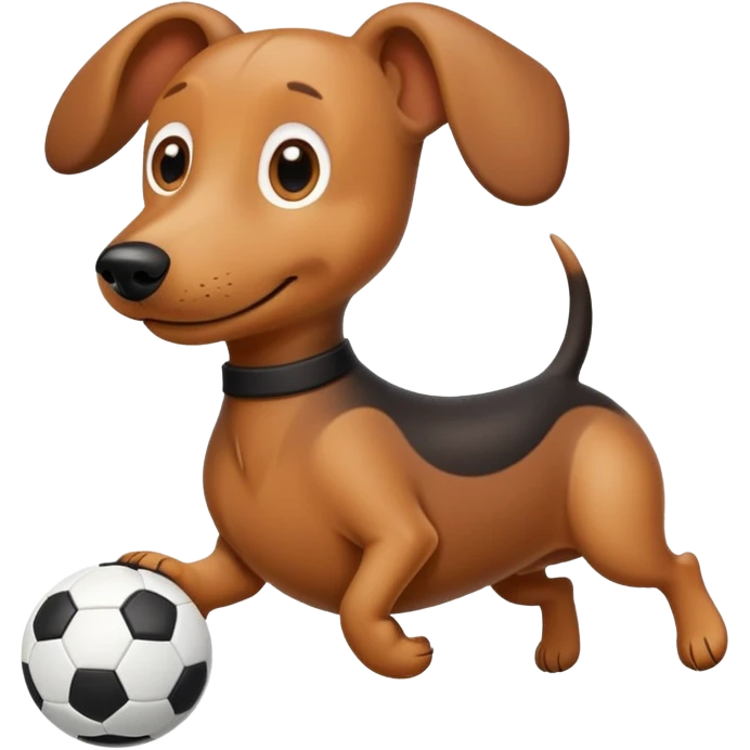 A wiener dog playing soccer ￼ emoji