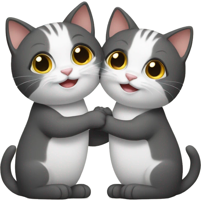 two cats holding hands emoji