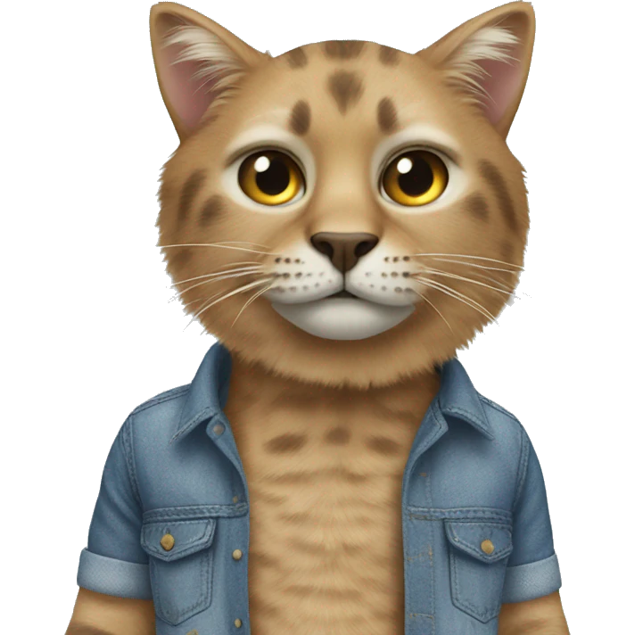 one big cat and one little cat in denim shirts emoji