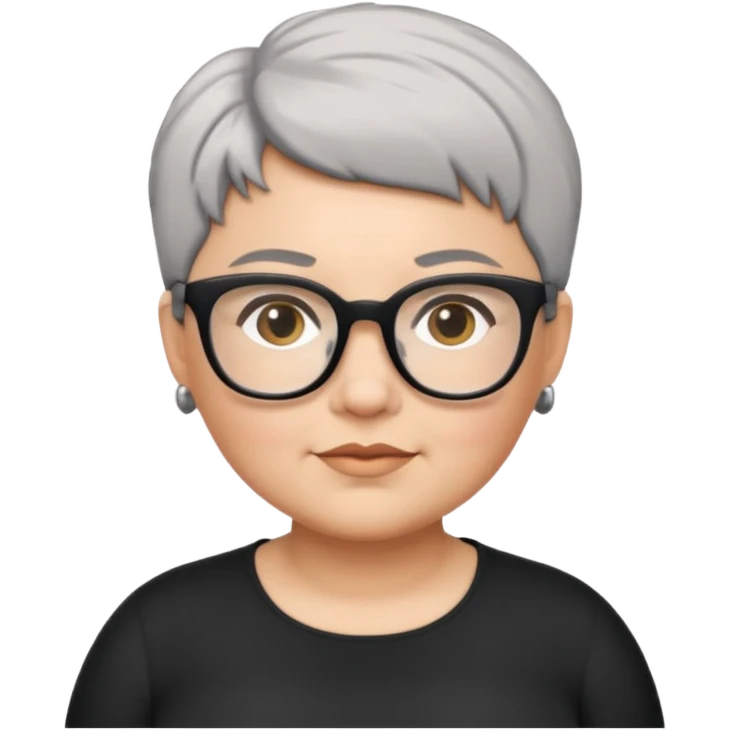 Plus size short grey hair black glasses emoji