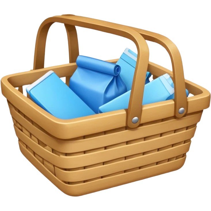 cesta de compras azul ciano, vista de cima e vazia emoji