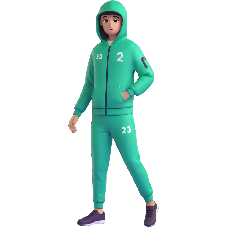 human player number 230 wearing green Squid Game tracksuit emoji