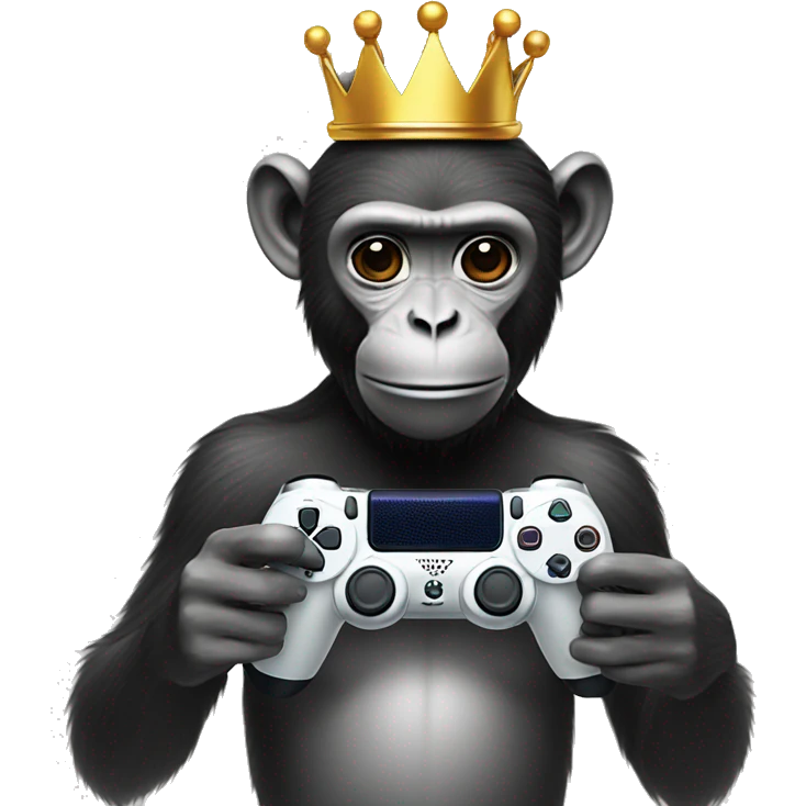 monkey with a crown and a ps5 controller in hand emoji