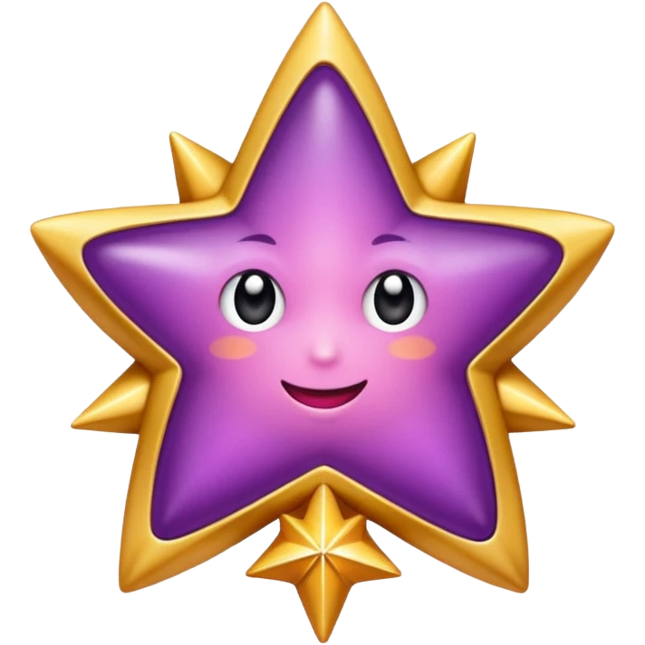 Quiero un emeji de estrella, pero que la estrella sea de oro rosa y brilli brilli con chispitas moradas emoji