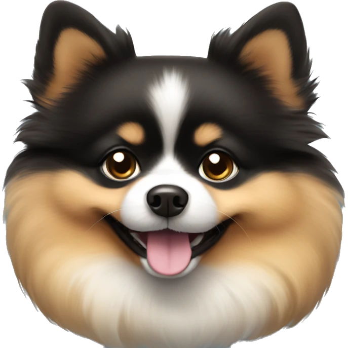 smiling black and tan cute chubby pomeranian emoji