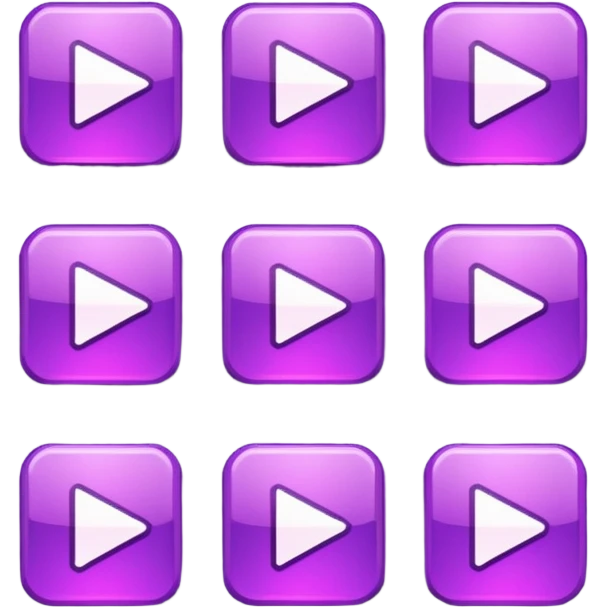 Necesito botones para un reproductor de música, los botones tienen que mezclar un estilo pixel art con vaporwave y usar como coló principal un morado, tienen que ser de: emoji