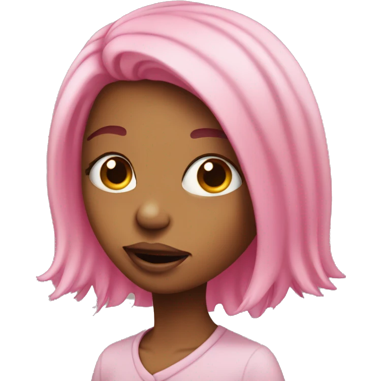 Crosseyed girl with pink hair sticking her tounge out emoji