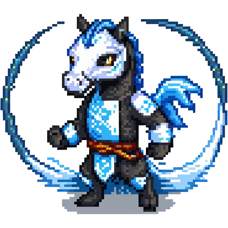 Water horse ninja with shuriken stars and water powers emoji