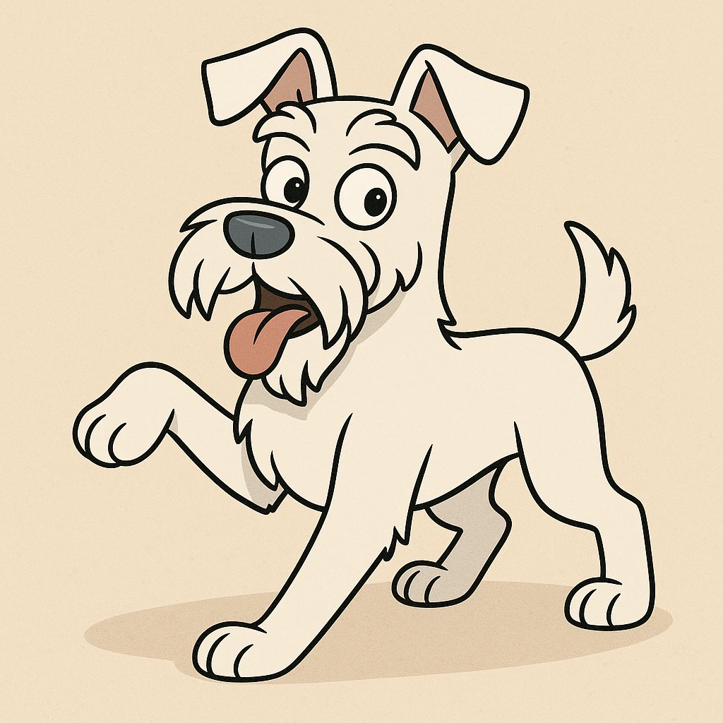 cartoon style white schnauzer dog in playful pose emoji