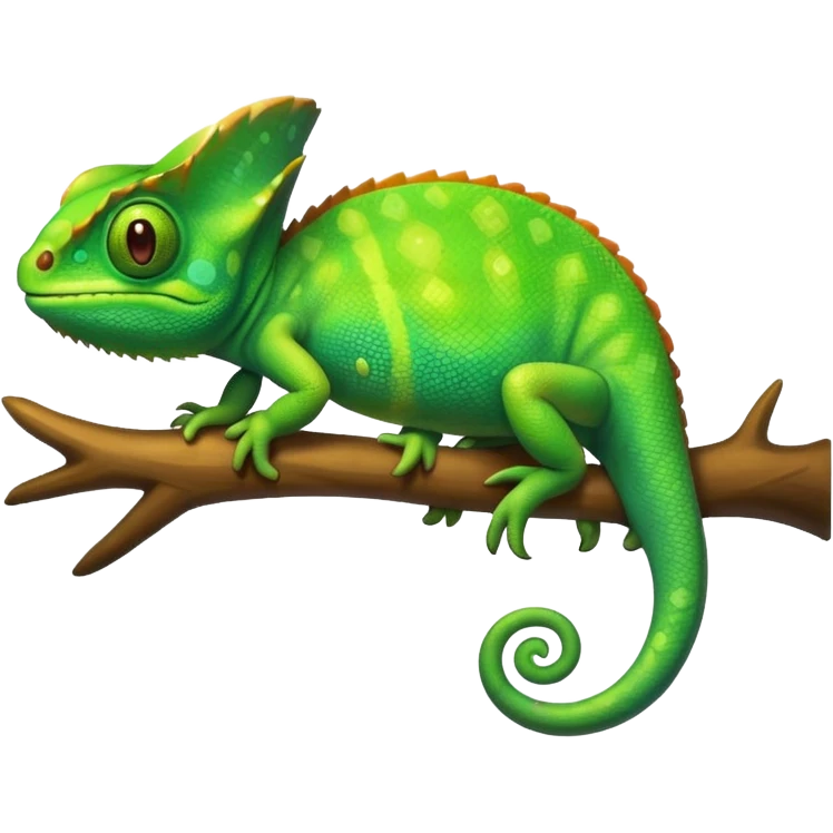 please create an animated color changing emoji that can be used as favicon . the default colour must be green and then its colour must change. the chemeleon should look to the left side. The chemeleon should look happy emoji