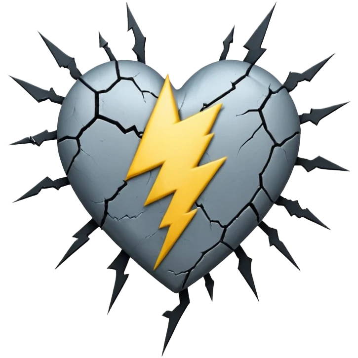 emo heart with a black lightning bolt emoji