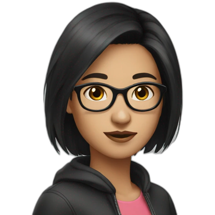 Girl-blackhair-very very short -glasses emoji