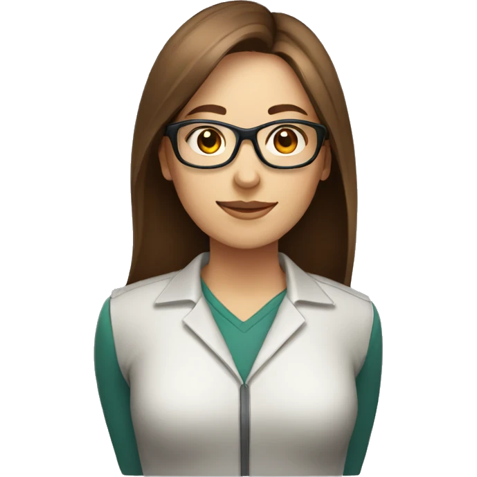 female scrum master with glasses and long straight brown hair emoji