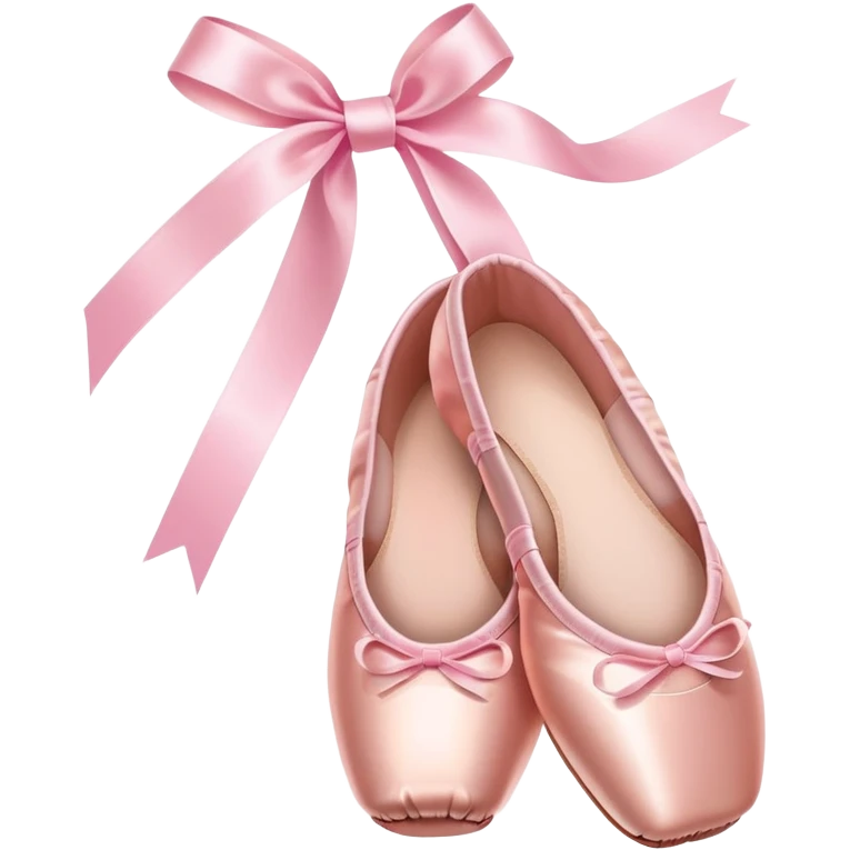 glossy pink ballet pointe shoes with satin ribbons, simple clean style emoji