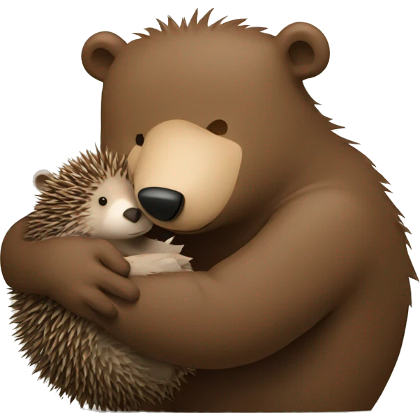 bear hugging hedgehog emoji