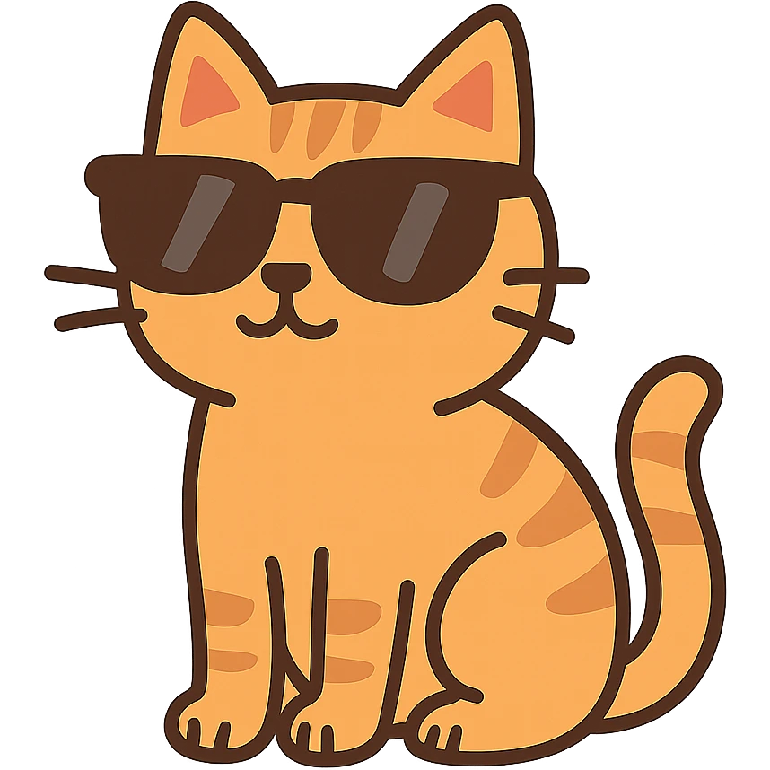 flat toon style cat wearing sunglasses emoji