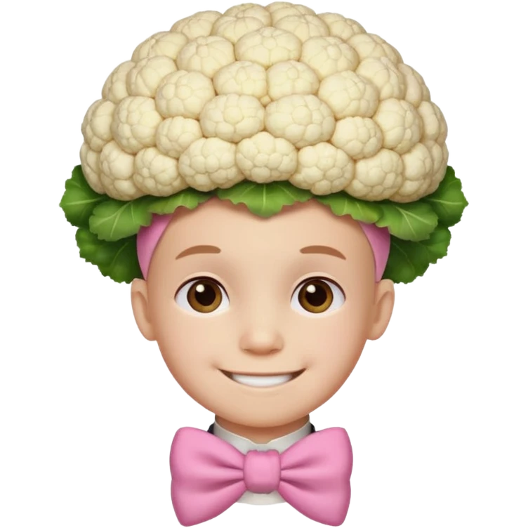Cauliflower boy with a pink bow  emoji
