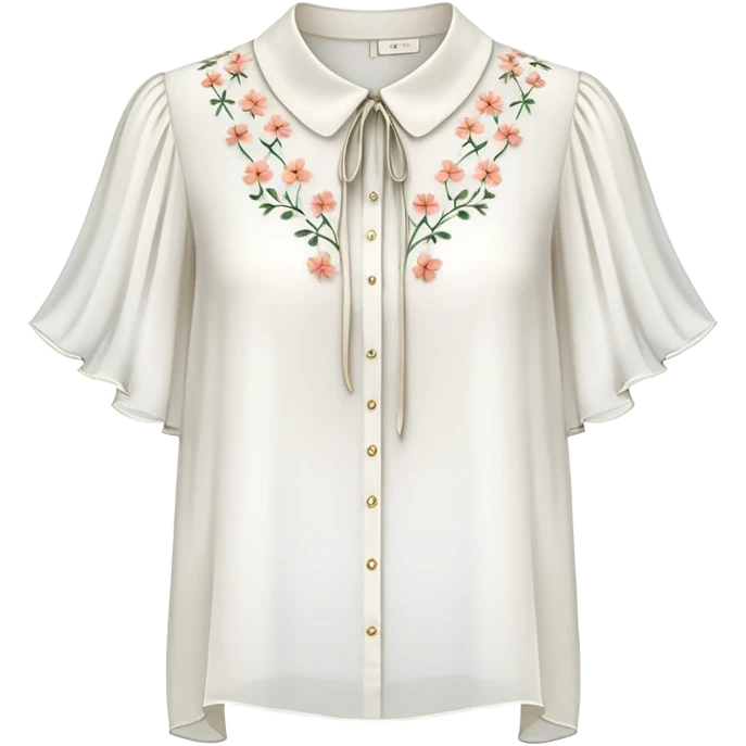  very short sleeved tiny flower white chiffon blouse emoji
