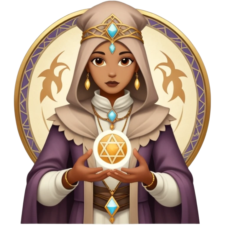 Spiritual tarot card with fashion elements, personal style oracle, mystical wardrobe symbol emoji