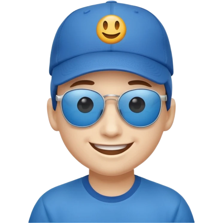 classic sunglasses emoji face with a blue baseball cap emoji