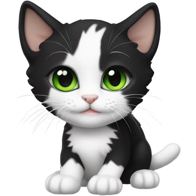 Tuxedo kitten with green eyes emoji