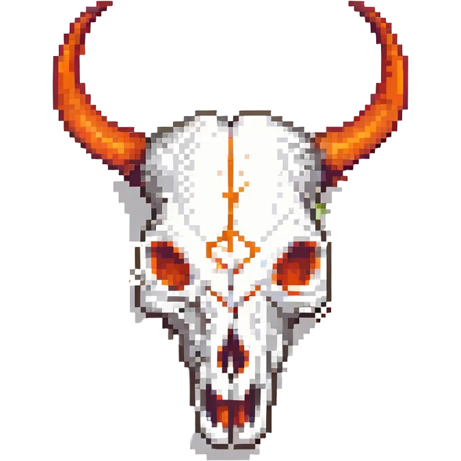 white bull skull with bright red-orange flaming horns emoji