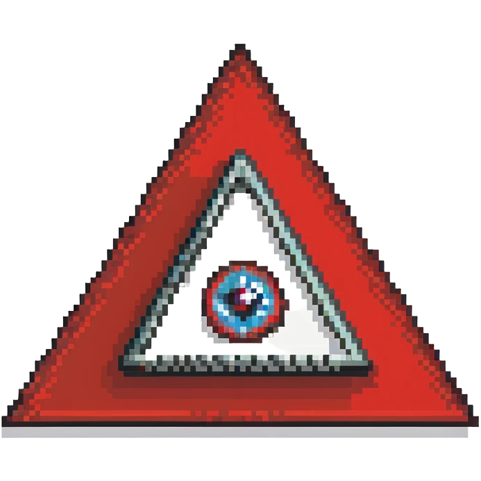 Illuminati triangle symbol with eye in center, black and red color scheme emoji